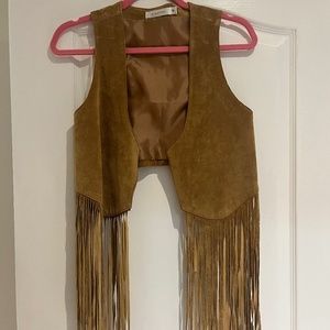 Minkpink suede fringe vest